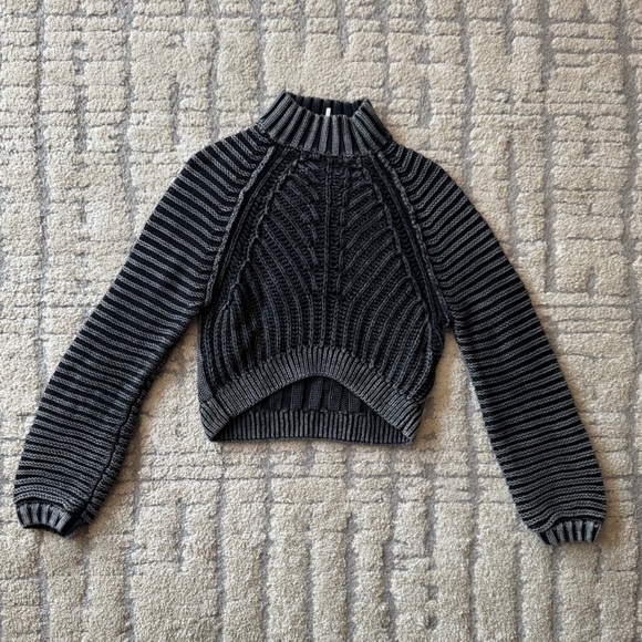 Free People Cable Knit Black Sweater - Picture 1 of 11